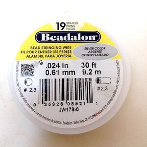 Beadalon 19 Strand Bead Stringing Wire .024 in 0.61 mm Silver Color 30 Ft Flex